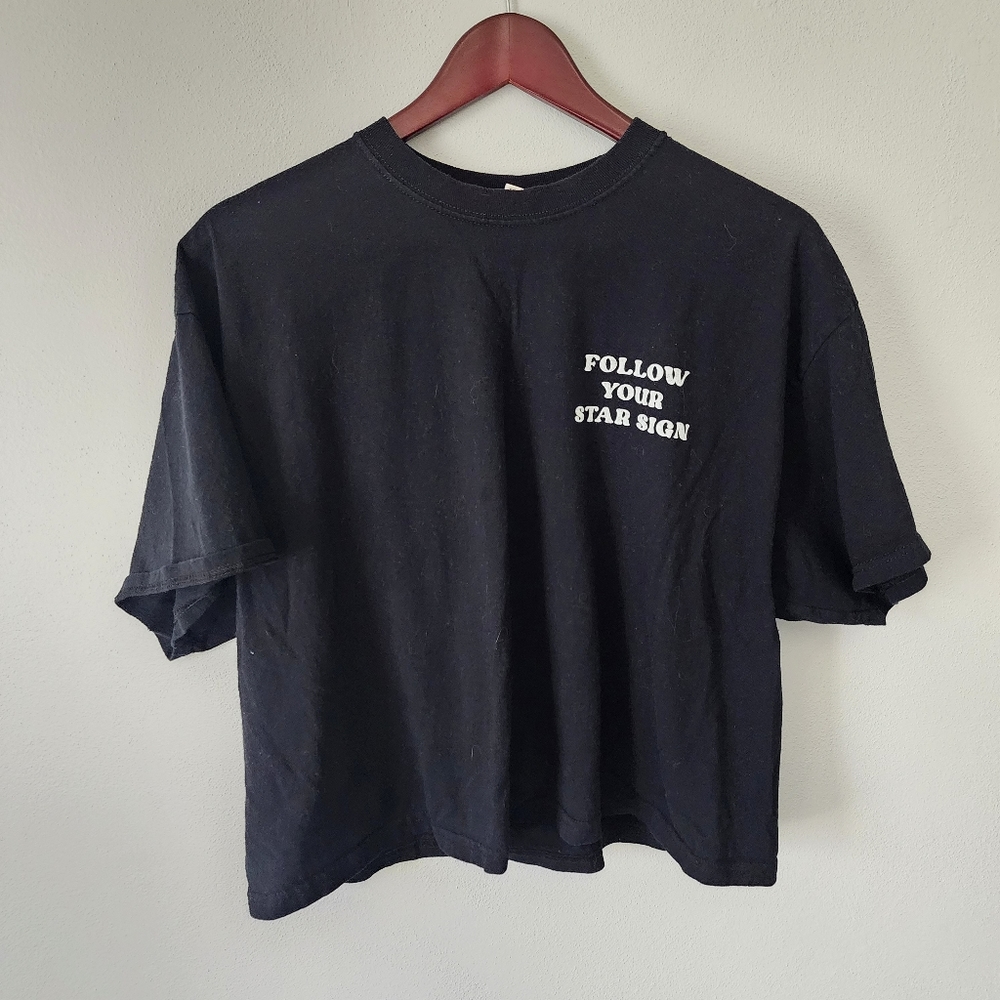 Urban Nation follow your star sign black graphic cropped tshirt size XL